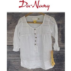 NWT Da-Nang White Semi Sheer Blouse size XS